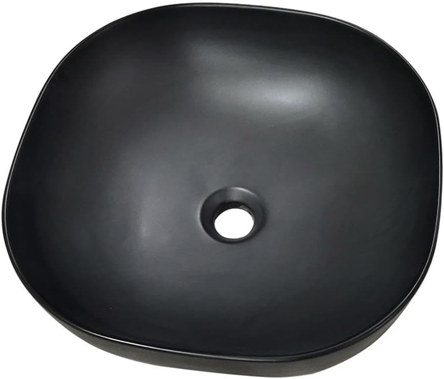 16 x 16 in. Square Matte Black Finish Ceramic Bathroom Vessel Sink