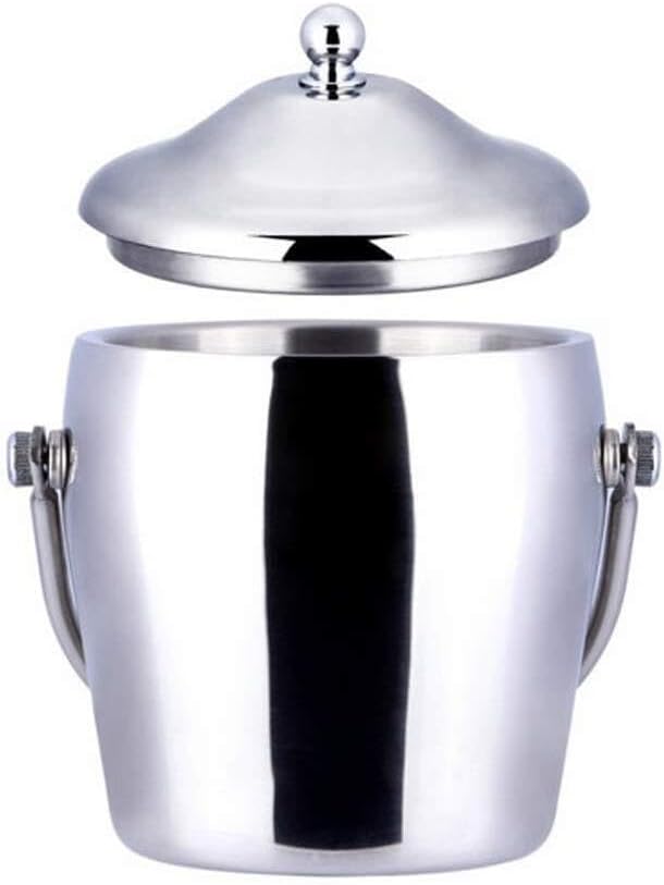 1L Stainless Steel Ice Bucket with Tongs & Lid, Insulated Chiller for Wine, Champagne, Cocktails, and Parties