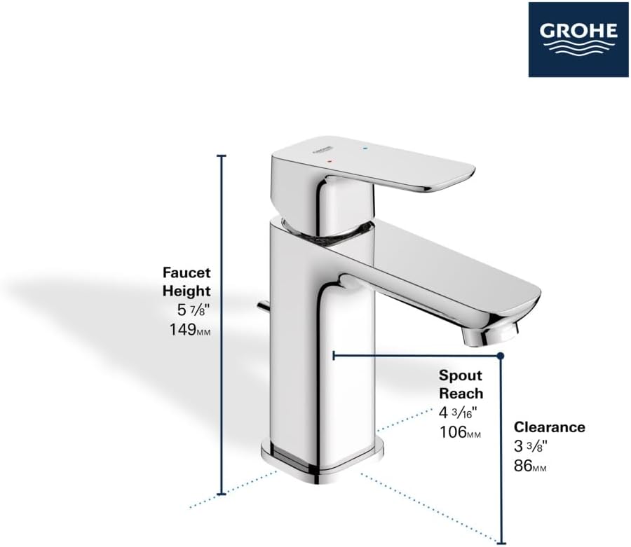 Grohe 1018982430 Cubeo Single Hole Single Handle S-Size Bathroom Faucet, 1.2 GPM, Matte Black