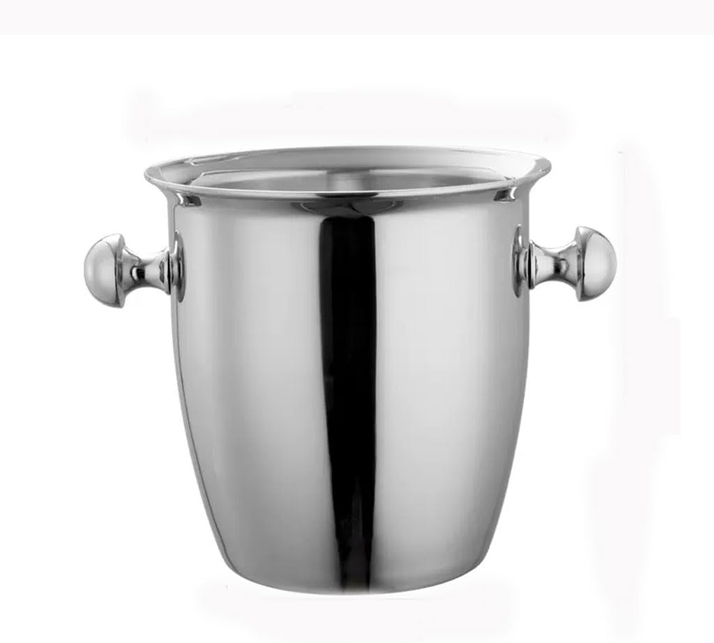 Ice Bucket Ice Bucket for Freezer 304 Stainless Steel Champagne Bucket Thickened Ice Bucket Ice Grain Ice Cube Bucket Iced Red Wine Barrel Bar with Handle Ice Bucket Ice Buckets Party Cooler Drink Coo