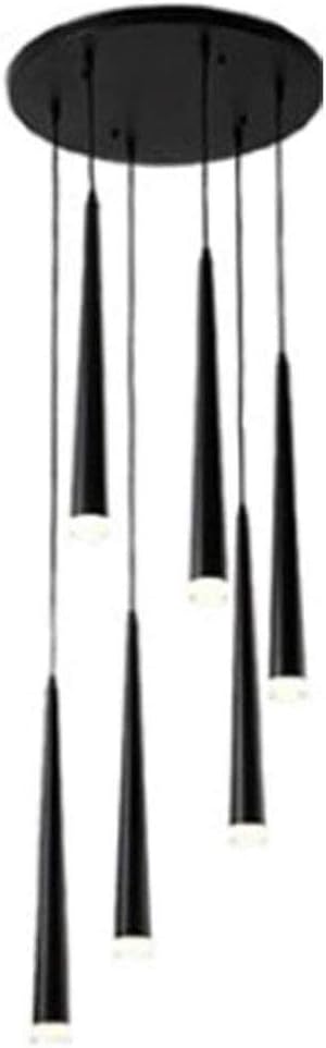 LED Modern Spiral Ceiling Light,Fixture Wrought Iron s,Flush Mount During Lighting,Long Barrel Conical,for Dining Room Bathroom Bedroom Living Room,Rotate The -Black Warm Light 6
