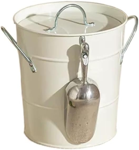 Ice Bucket 3.5 Liter Double Wall Ice Bucket Insulated Ice Buckets with Lid and Scoop Thickened metal Ice Buckets, Party Beverage Tub for Home Kitchen Parties Cocktail Bar(White)