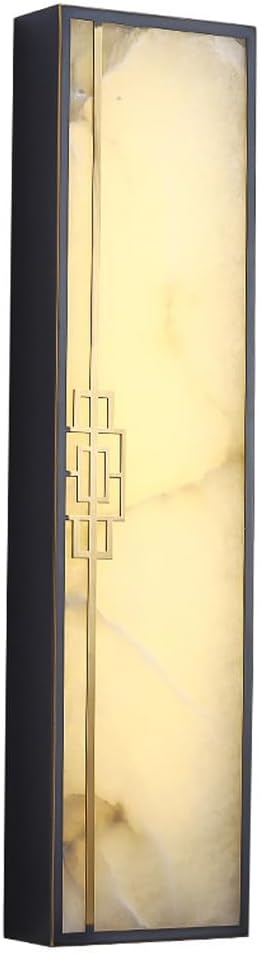 16.5' Alabaster Sconce Set of 2 Marble Stone Wall Sconce Lighting Black Brass Bathroom Light Fixture Square Alabaster Wall Sconce 3-Color Dimming Luxury Indoor Lighting for Living Room Bedroom