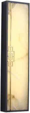 16.5' Alabaster Sconce Set of 2 Marble Stone Wall Sconce Lighting Black Brass Bathroom Light Fixture Square Alabaster Wall Sconce 3-Color Dimming Luxury Indoor Lighting for Living Room Bedroom