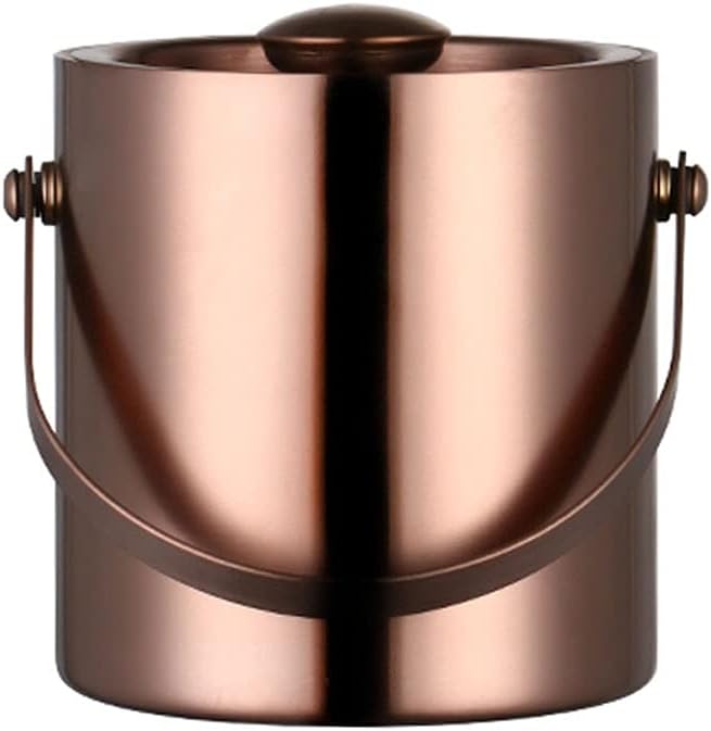 Ice Buckets Drinks Cooler Stainless Steel Ice Bucket Double Thermal Insulation Ice Buckets with Lid for Party/Home/Bar/KTV Club Bar Ice Bucket Drink Containers