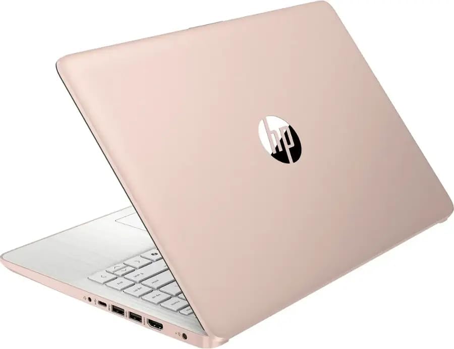 HP 14' Business Laptop Computer with Microsoft Office 365, 4-Core Intel Processor, 128GB SSD + 1TB Cloud Storage, 8GB RAM, Windows 11, SageNova Earphones, Pale Rose Gold