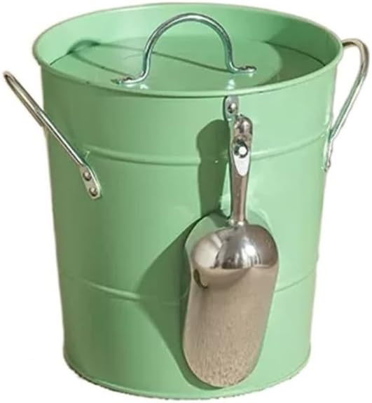 Ice Bucket 3.5 Liter Double Wall Ice Bucket Insulated Ice Buckets with Lid and Scoop Thickened metal Ice Buckets, Party Beverage Tub for Home Kitchen Parties Cocktail Bar(Green)