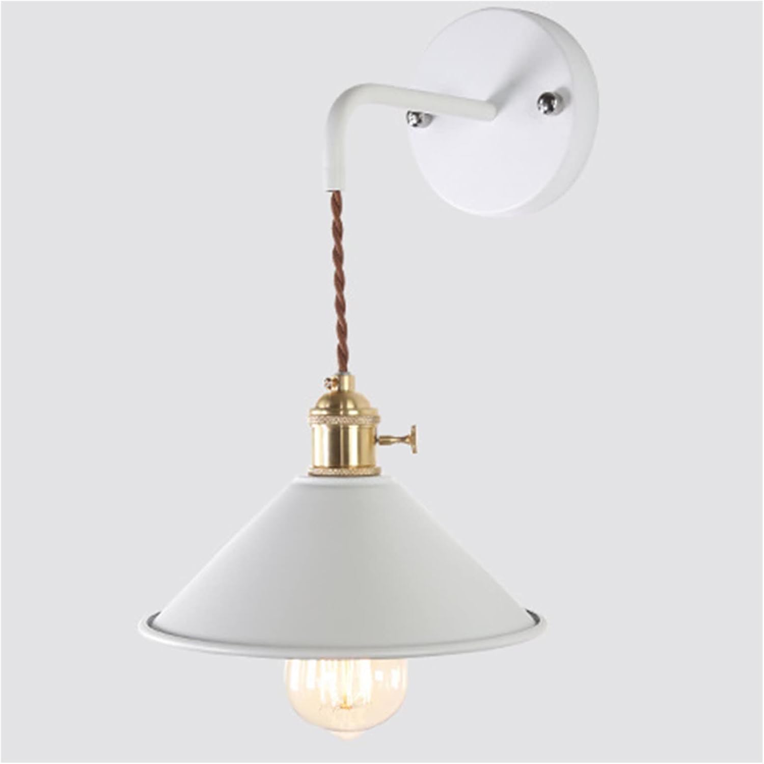 Nordic Wall Sconce Lamps, E26 Edison Macaron Wall Fixture, Copper Wall Mounted Spotlights with Frosted Paint Body for Bedroom and Bathroom Vanity