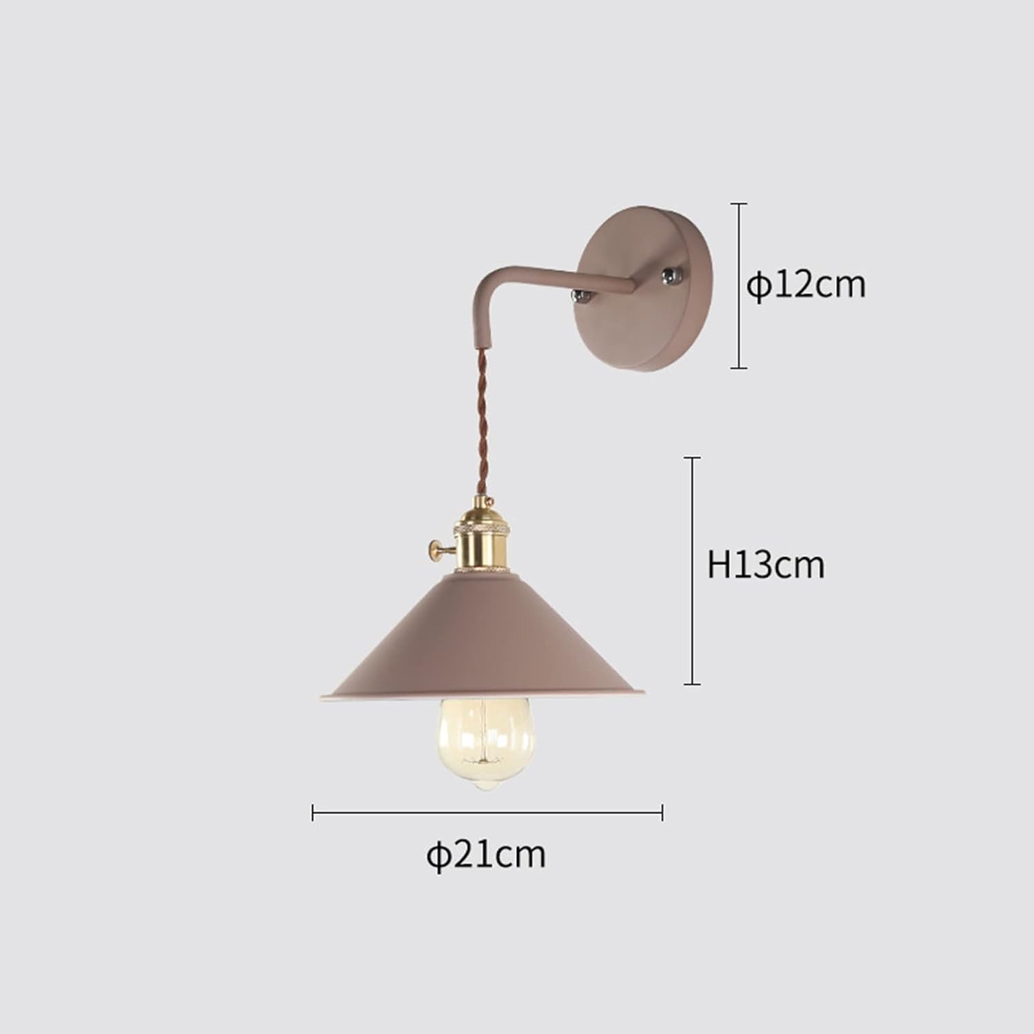 Nordic Wall Sconce Lamps, E26 Edison Copper Wall Mounted Lighting, Macaron Wall Lamp Fixture, Bedside & Bathroom Vanity Lights, Frosted Paint Body Wall Spotlights