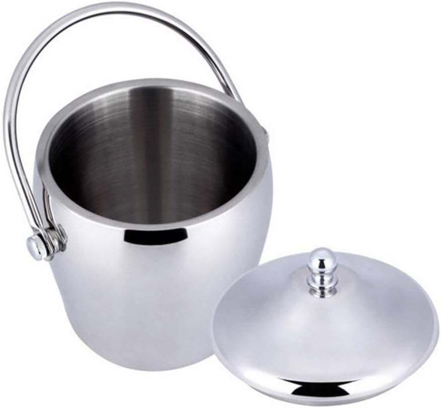 1L Stainless Steel Ice Bucket with Tongs & Lid, Insulated Chiller for Wine, Champagne, Cocktails, and Parties