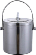 ice bucket,bucket with lid, Ice Bucket Thick Double Stainless Steel Ice Bucket with Lid Red Wine Bar Appliance Insulation Cold Champagne Bucket Refrigerated Bucket ( Color : Onecolor , Size : 12x17cm