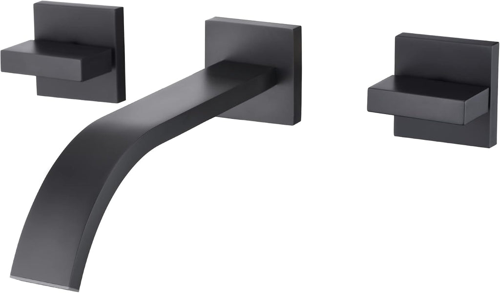 sumerain Black Bathroom Faucet Wall Mount Lavatory Faucet Includes Rough in Valve