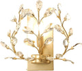 KISAD Wall Lighting Fixtures LED Crystal Aisle Wall Lamp American Style Wrought Iron Candle Wall Sconce Wall Mounted Lighting Fixture for Bathroom Bedroom Living Room Aisle Decor(Gold)