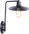 European Wall Light V-intage Industrial Wrought Iron Retro Metal Wall Lamp Wall Light Sconce Compatible with Restaurant Living Room Bathroom Clothing Store Bedside Wall-Mounted Lighting (Color : Black
