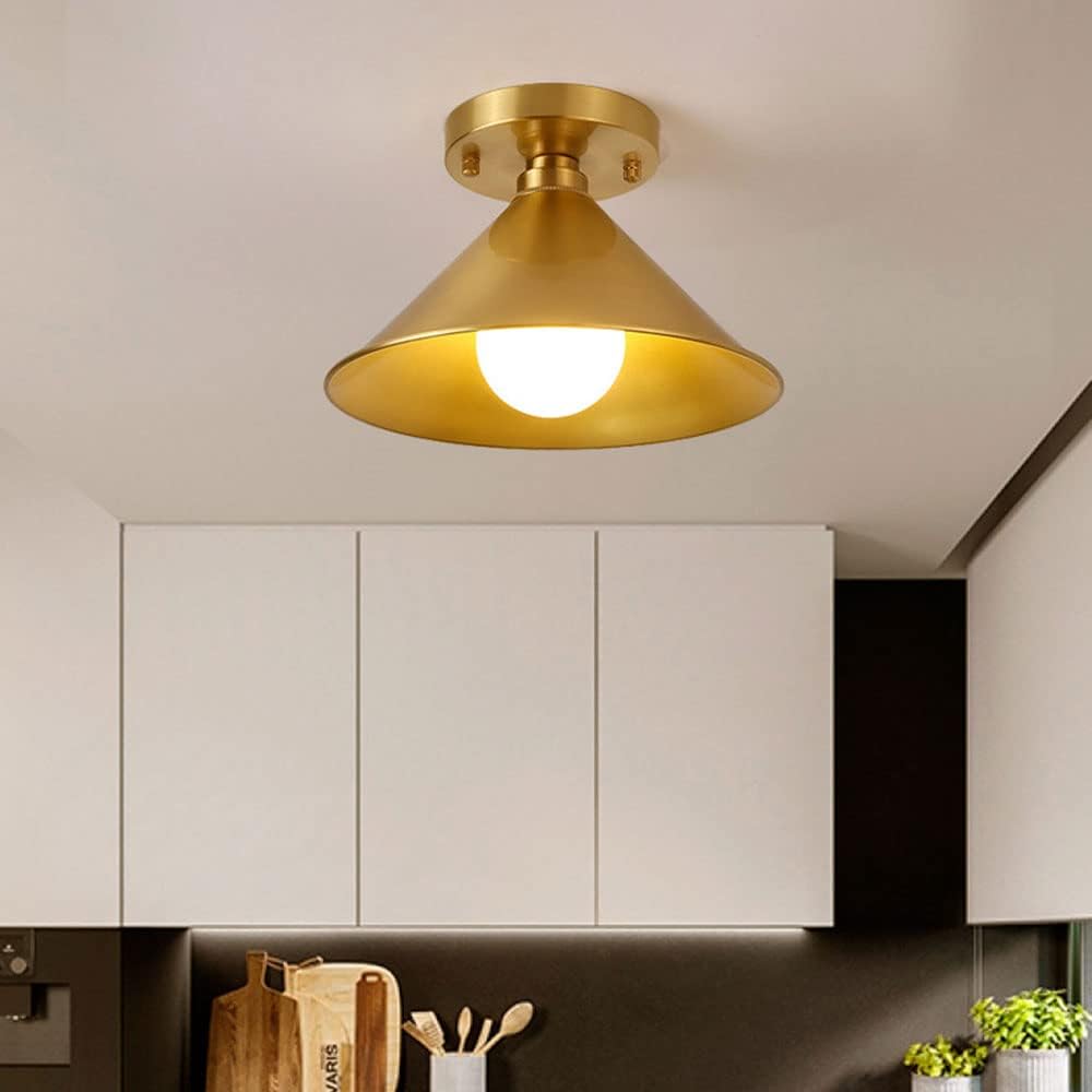 Industrial Style Chandelier Minimalist Ceiling Lamp Fixture Bedroom Flush Mount Light E27 Metal Shade Decoration Lighting Fixtures Amen Retro Brass,C