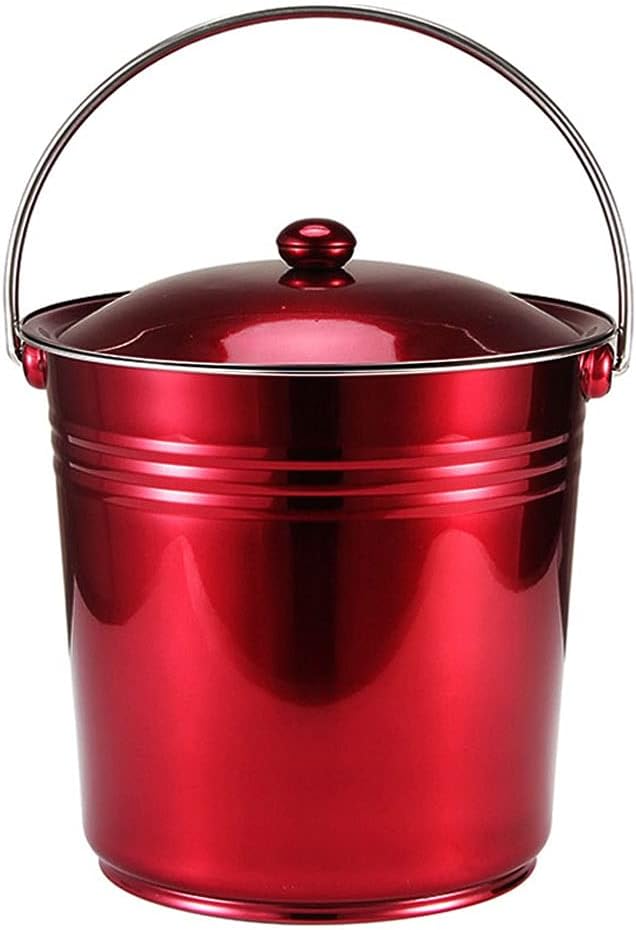 Ice Bucket Large Capacity Ice Bucket Bar Cocktail Ice Bucket Restaurant Champagne Bucket Household Kitchen Storage Bucket Rice Bucket Lid Ice Bucket Wine Bucket (Color : Red) (Red)