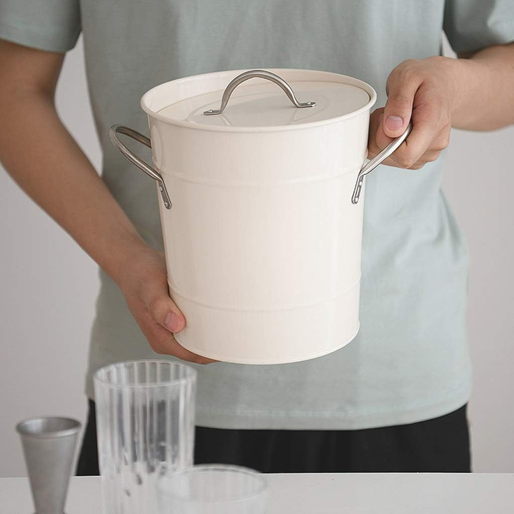 BTZHY Ice Bucket,Tub Metal Double Walled with Lid and Scoop Bar Home Champagne Barrel Wine Barrel 3 Colors/Red