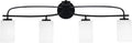 Toltec Lighting Cavella 4-Light Bath Bar – Modern Bathroom Vanity Light – Dimmable, LED-Compatible Wall Fixture – Matte Black Finish, 4' White Muslin Glass