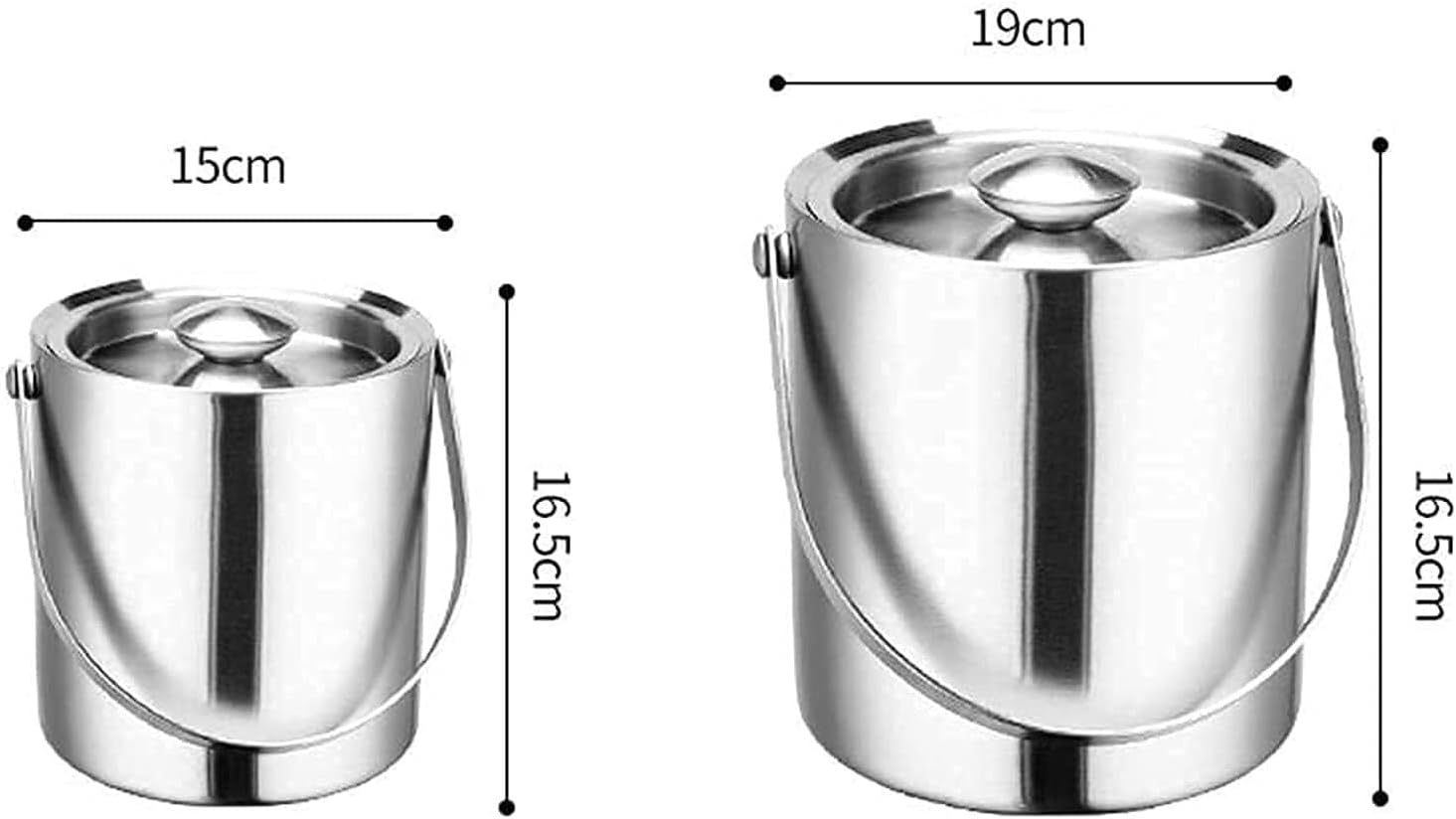 Stainless Steel Ice Bucket - 3L Double-Wall Insulated Buckets for Parties with Lid, Large Champagne Wine Drink Container Holder, Ideal for Freezer Cocktail Home Bar Accessories