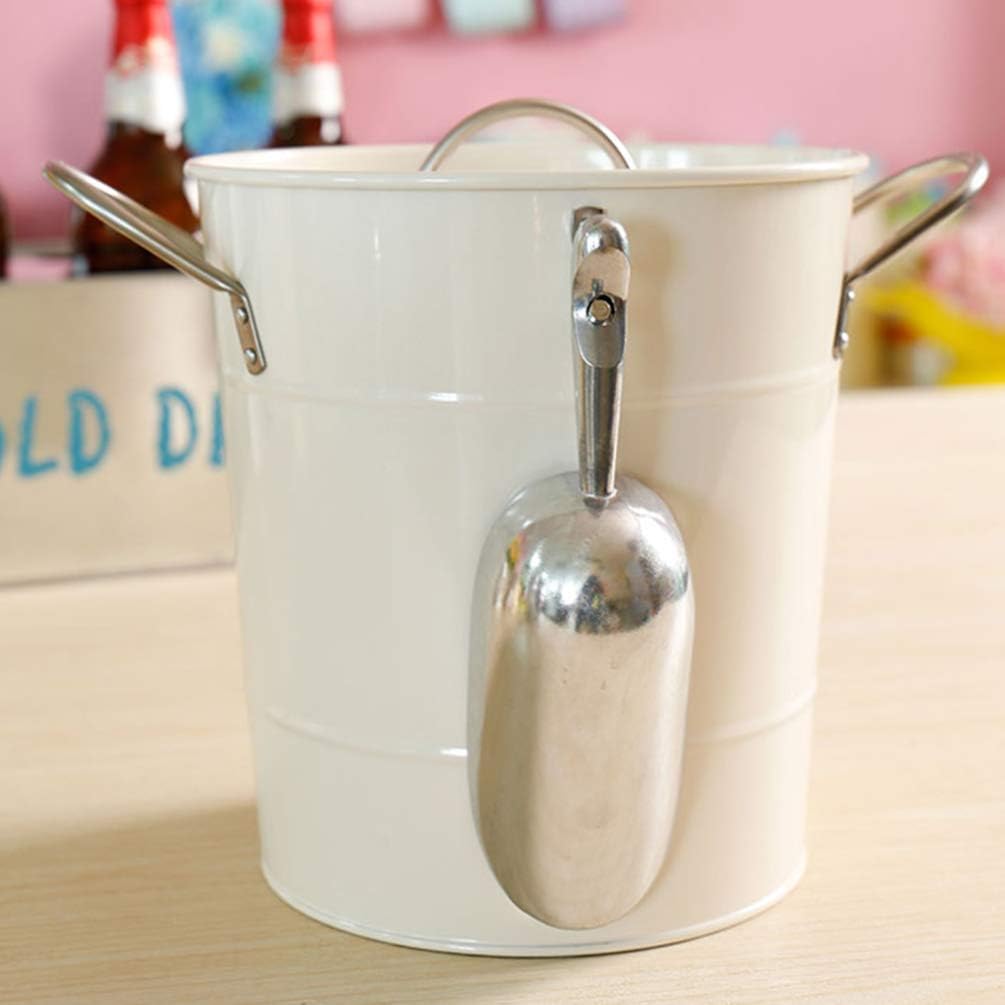 Mini Fridge Freezer Ice Bucket with Ice Scoop Metal Drink Tub Keeps Ice Cold Dry Carry Handle for Home Bar Chilling Beer Champagne Wine 4. 5L White Large Ice Bucket,Ice Buckets/White