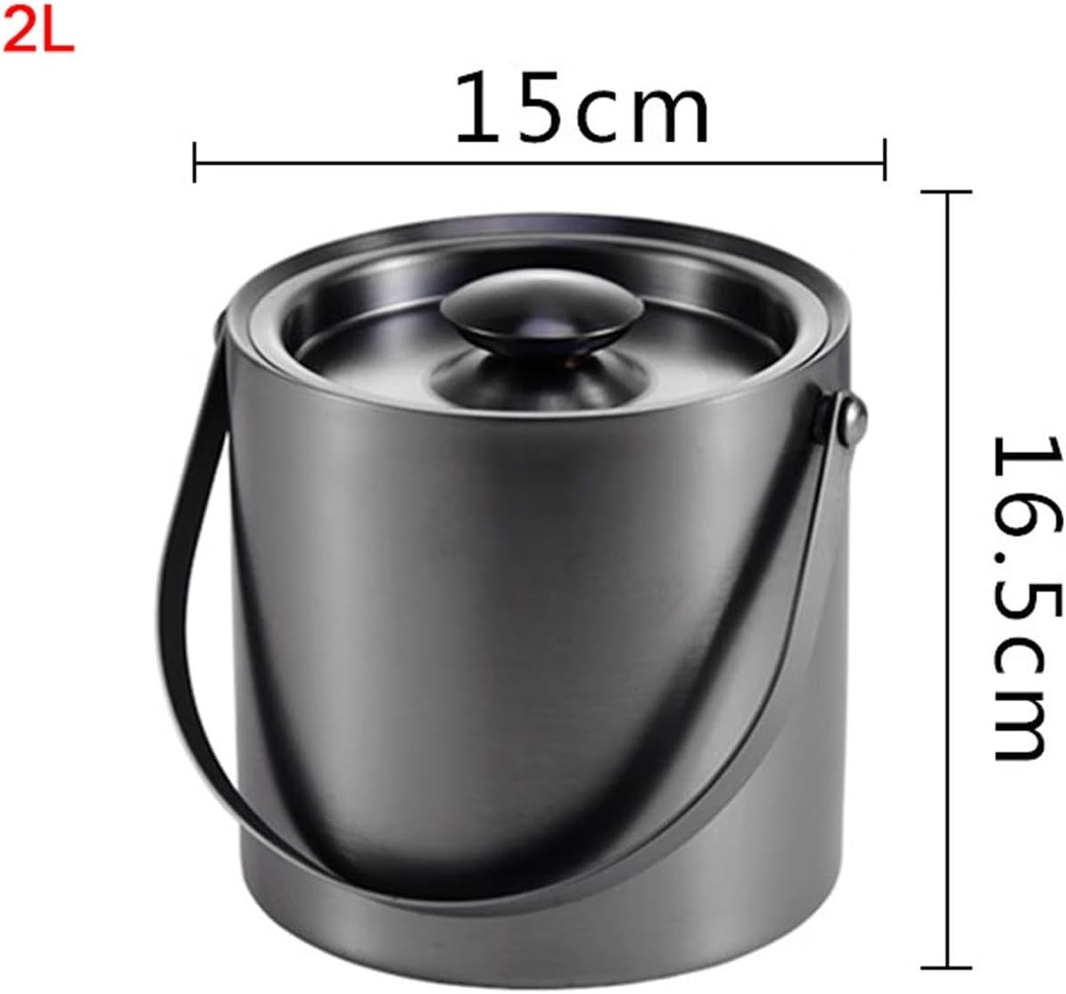 Ice Bucket Ice Bucket for Freezer Ice Bucket with Lid, Double Wall Insulated Stainless Steel Ice Bucket Wine Bucket for Cocktail Bar and Parties, Home Bar Accessories, Dark Grey, 2L Ice Cubes Ice Buck