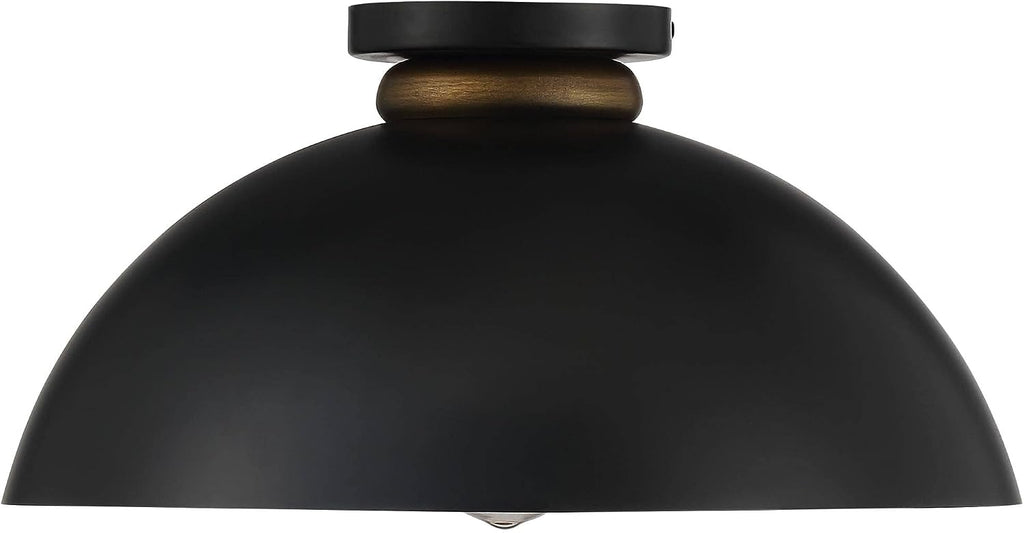 Possini Euro Design Janie Modern Industrial Semi Flush-Mount Fixture 15 1/2' Wide Black Exterior Gold Interior Dome Shade for Bedroom Kitchen Living Room Hallway Bathroom House Home