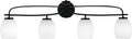 Toltec Lighting Cavella 4-Light Bath Bar – Modern Vanity Light Fixture for Bathroom – Dimmable and LED-Compatible Wall Light – Matte Black Finish, 5' White Linen Glass