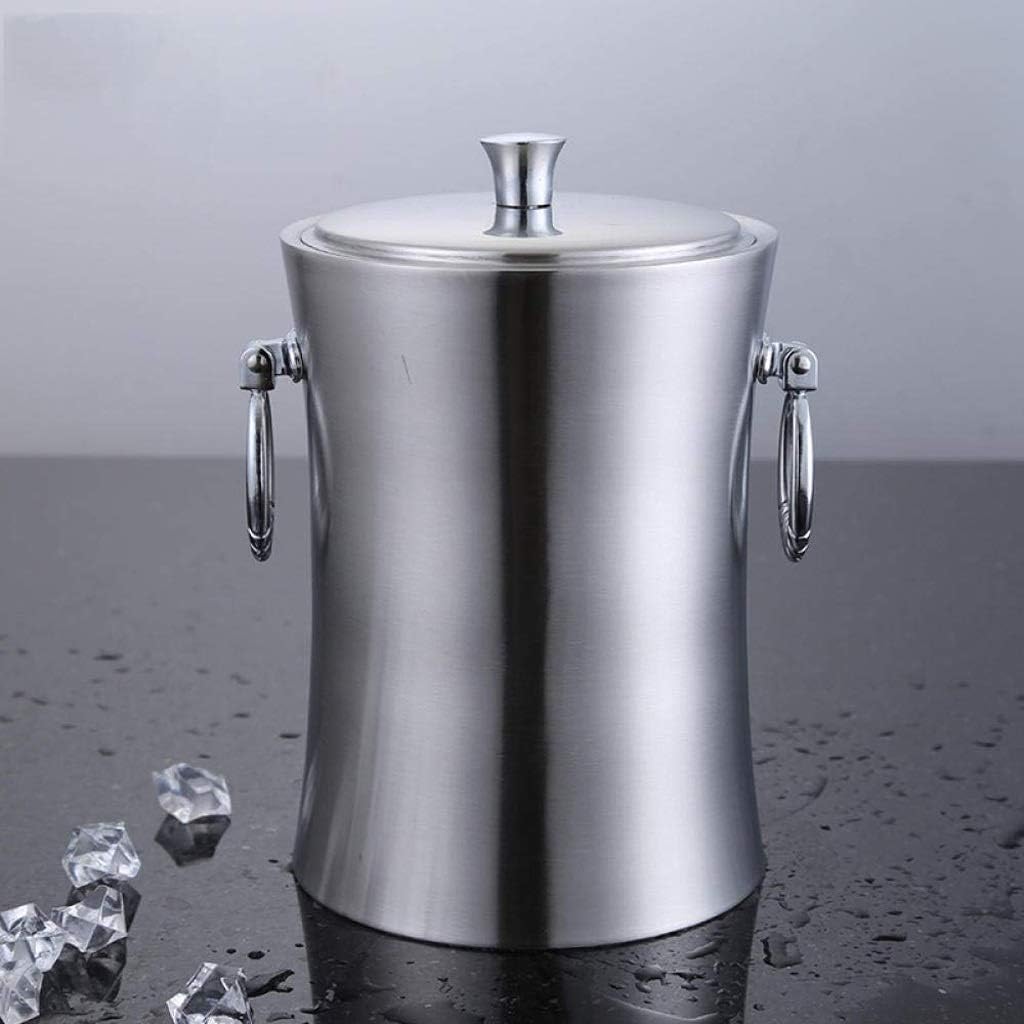 ice bucket, Ice Bucket,Portable Ice Bucket - Stainless Steel with Lid Large Ice Bucket 2L, Champagne Bucket, Wine Cooler, Bottle Cabinet, Freezer, Ice Bucket