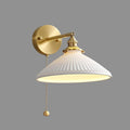 Vintage Ceramic Wall Sconce with Pull Cord Switch, Brass Wall Light Fixture, E27 Bedside Lamp for Living Room, Dining Room, Bedroom, Study - 1 Pack/2 Pack (2 Pack)