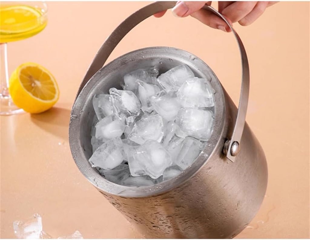 JSEIAJB Stainless Steel Ice Bucket Champagne Bucket Red Wine Chilled Beer Bucket KTV Bar Utensils Ice Wine Bucket
