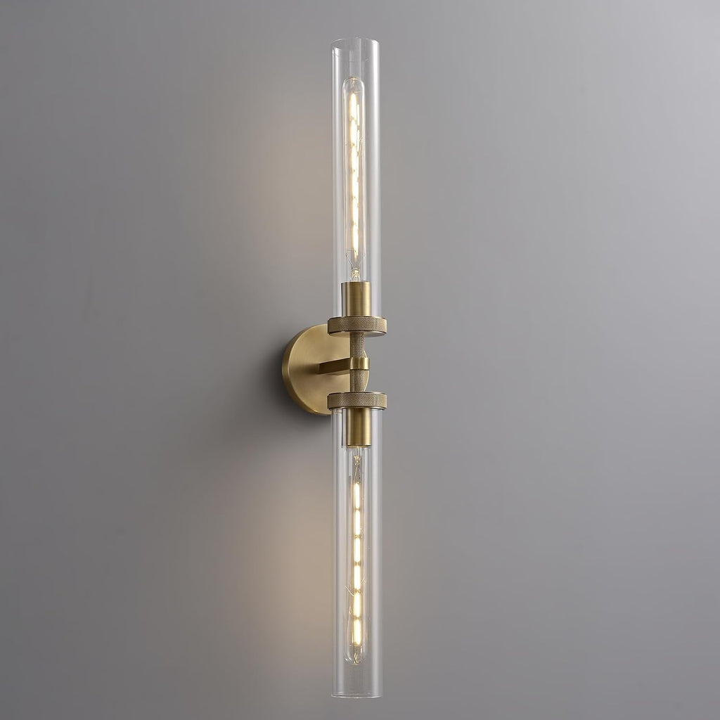 30 inch Bathroom Sconce Hardwired, Modern Bathroom Wall Sconce 2 Lights Vantiy Sconce Bathroom Vanity Light,Brass Sconce for Mirror, Living Room, Bedroom, Hallway (E26 Bulb Included)