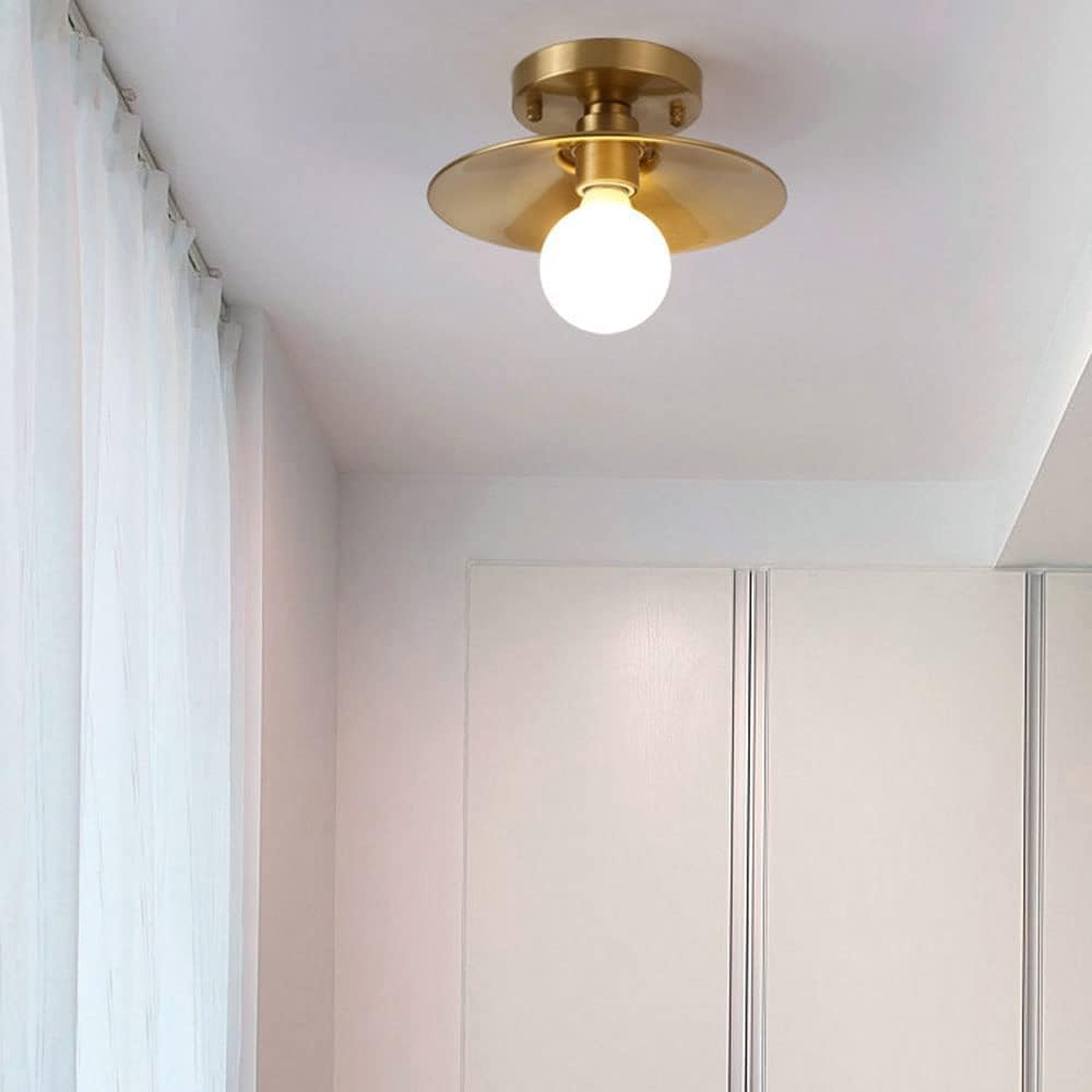 Industrial Style Chandelier Minimalist Ceiling Lamp Fixture Bedroom Flush Mount Light E27 Metal Shade Decoration Lighting Fixtures Amen Retro Brass,A