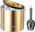 Double-Wall Insulated Stainless Steel Ice Bucket With Lid And Scoop Container For Champagne Bar Accessories(4L gold)