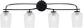 Toltec Lighting Cavella 4-Light Bath Bar – Modern Vanity Light Fixture for Bathroom – Dimmable and LED-Compatible Wall Light – Matte Black Finish, 5' Clear Textured Glass