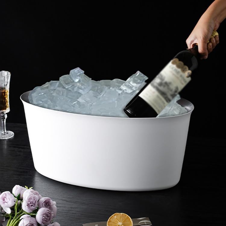 Ice Bucket Ice Bucket for Freezer Stainless Steel Ice Wine Bucket, Bar Champagne Basin Large Ice Bucket, Beer and Red Wine Ice Bucket Ice Buckets Party Cooler Drink Cooler(C)