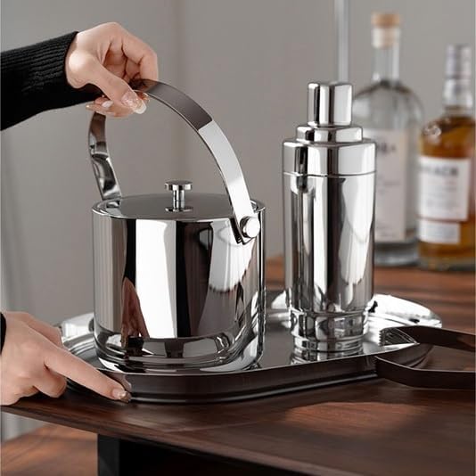 Ice Bucket Ice Bucket for Freezer Stainless Steel Ice Bucket, Bar Counter Cocktail Shaker Ice Bucket, Home Red Wine Ice Storage Bucket Ice Buckets Party Cooler Drink Cooler