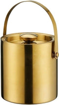 Ice Bucket Gold Stainless Steel Double Layer Ice Bucket with Lid for Cocktail Bars, Freezers, and Wine