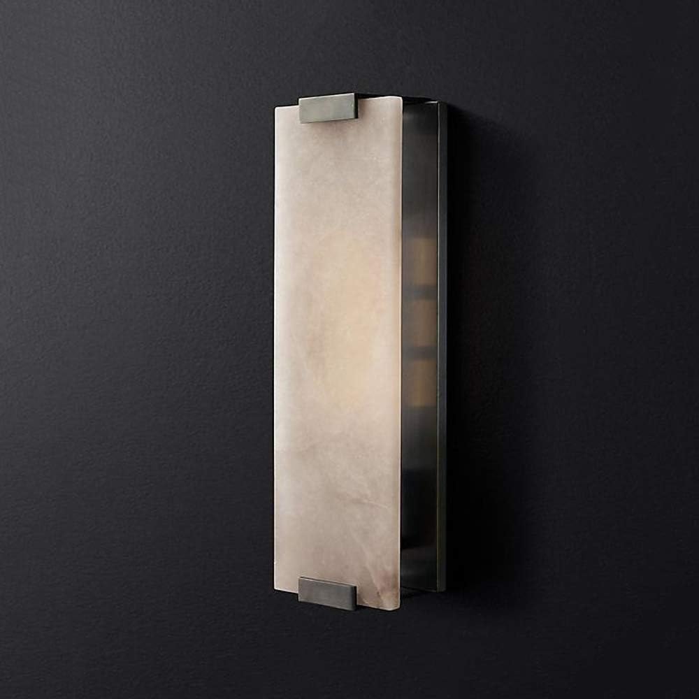 Marble Wall Lamps E14 Socket Wall Light Fixture American Minimalist Hardware Wall Sconce Square Personality Wall Lantern for Living Room Bedside Background Bathroom,Black