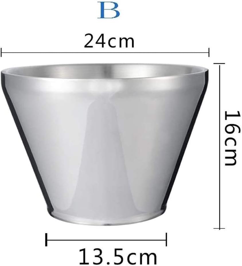 Double Wall Insulated Stainless Steel Ice Stainless Steel Double Ice Bucket Without Lid Champagne Bucket Red Beer Bar KTV Ice Cube Cooler Bucket Bucket with Lid and Tongs