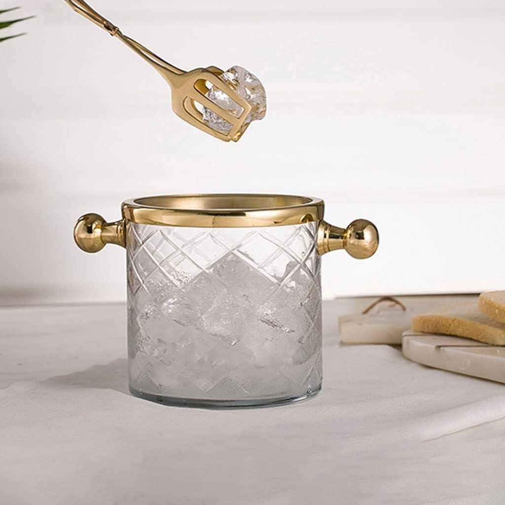 Ice Bucket Ice Bucket for Freezer Champagne Bucket Brass Glass Ice Bucket with Ice Clip Household Ice Cube Red Wine Small Ice Bucket Ice Buckets Party Cooler Drink Cooler