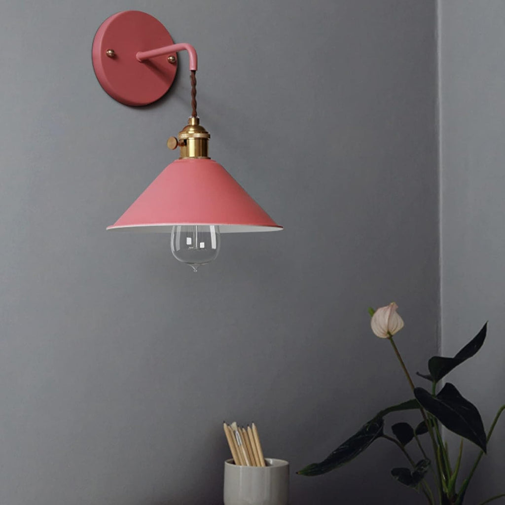Nordic Wall Sconce Lamps - Macaron E26 Edison Copper Wall Mounted Lighting, Frosted Paint Body Bedside & Bathroom Vanity Spotlights