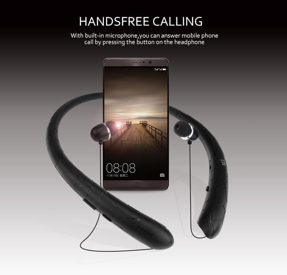 Retractable Neckband Bluetooth Headphones Auto Retractable Earbuds Wireless Earphones with 14Hrs HD Playtime, IPX5 Waterproof, CVC8.0 Noise Cancellation Mic for Crystal Clear Calls, Ideal for Exercise