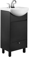 Fine Fixtures Petite 18 Inch Bathroom Vanity with Sink, Small Freestanding Bathroom Cabinet, Space-Saving Vanity Sink Combo Design, Dual Storage, Satin Black