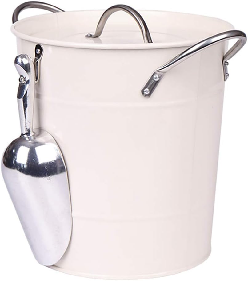 Mini Fridge Freezer Ice Bucket with Ice Scoop Metal Drink Tub Keeps Ice Cold Dry Carry Handle for Home Bar Chilling Beer Champagne Wine 4. 5L White Large Ice Bucket,Ice Buckets/White
