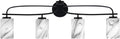 Toltec Lighting Cavella 4-Light Bath Bar – Modern Bathroom Vanity Light – Dimmable, LED-Compatible Wall Fixture – Matte Black Finish, 4' Onyx Swirl Glass