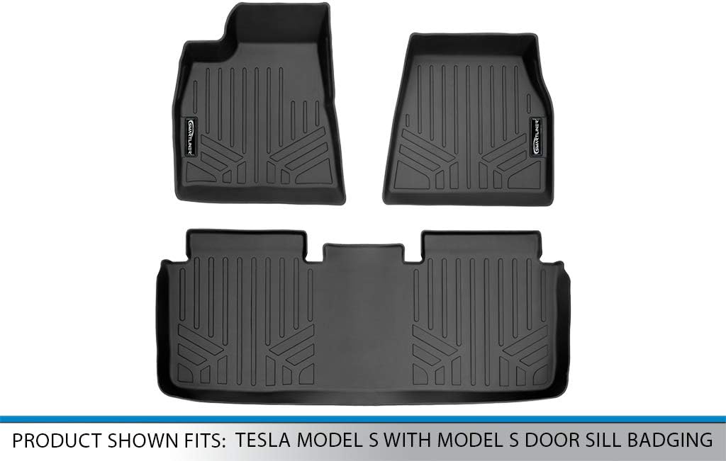 SMARTLINER Custom Fit Floor Mats 2 Row Liner Set for 2015-2016 Tesla Model S