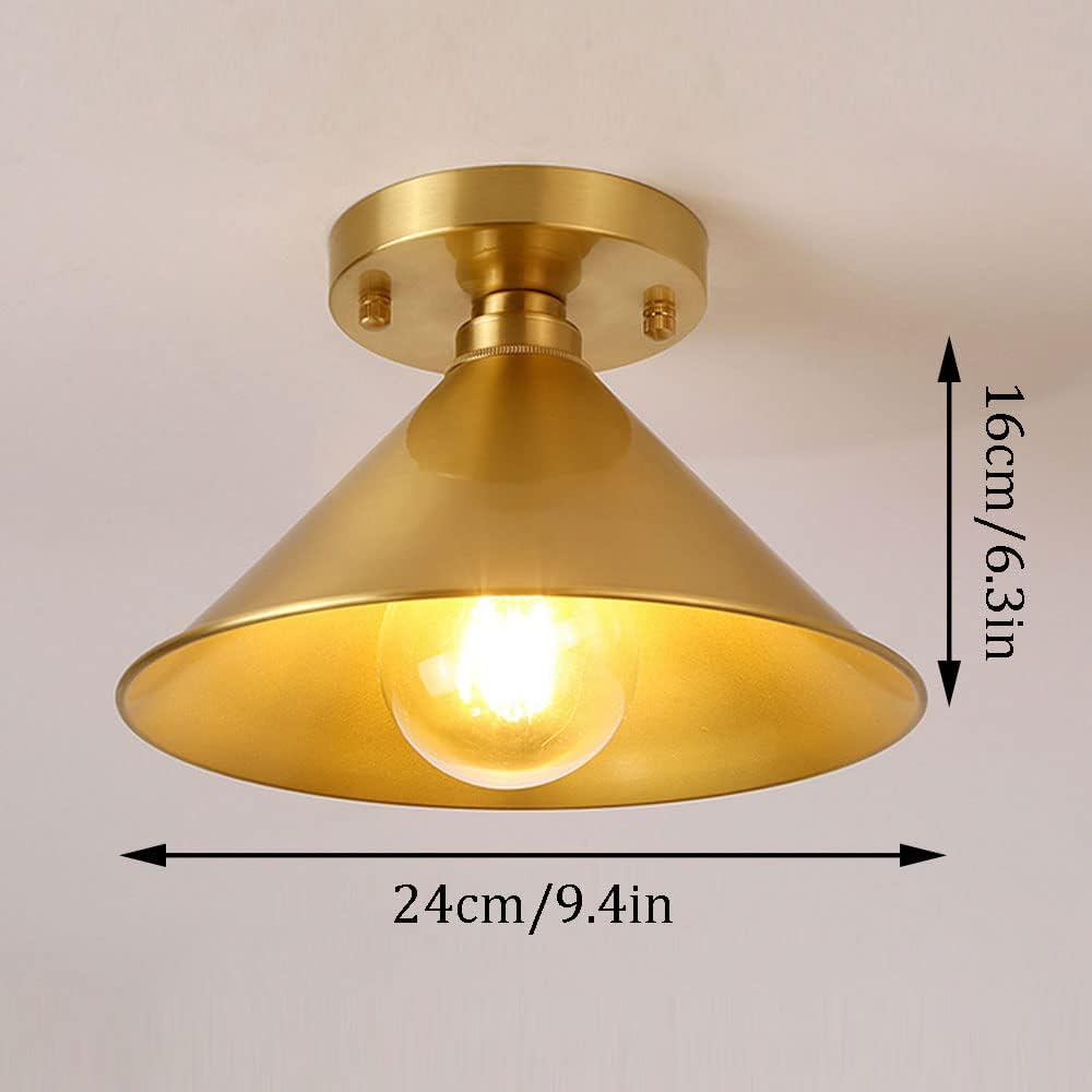 Industrial Style Chandelier Minimalist Ceiling Lamp Fixture Bedroom Flush Mount Light E27 Metal Shade Decoration Lighting Fixtures Amen Retro Brass,B