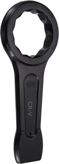 HARFINGTON Box End Striking Ring Wrench 110mm Metric CR-V Steel 12-Point Flat Strike Wrench Baking Paint Single Head Spanner Hand Tool for Mechanical Automotive Repair