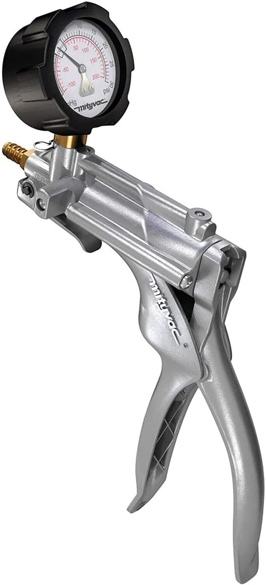 Mityvac MV8500 Silverline Elite Automotive Brake/Clutch Bleeding, Diesel Fuel Priming and Vacuum/Pressure Testing Kit, Ergonomic Design, Zinc-aluminum Die Cast, MV8510 Pump, 4.5oz Fluid Reservoir