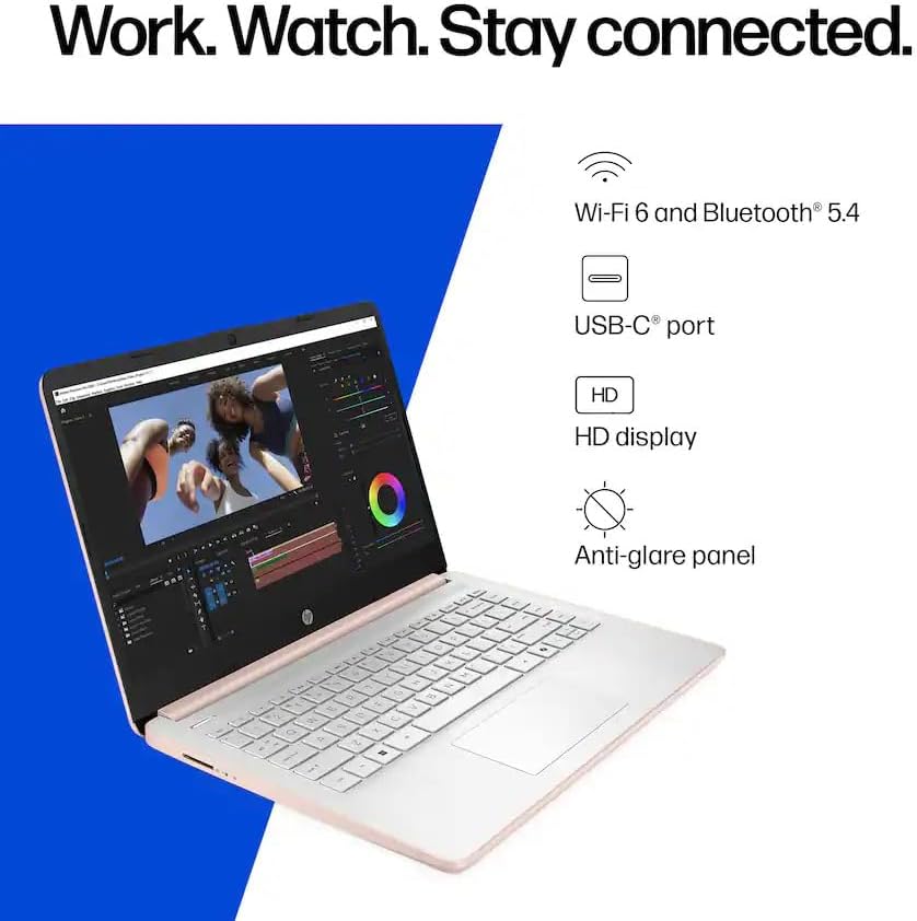HP 2025 14-DQ3015DX 14' WXGA HD Laptop 2-Core Intel Celeron N4500 UHD Graphics 16GB DDR4 64GB eMMC+1TB NVMe SSD USB-C w/DP WiFi AX BT Webcam HDMI1.4 Windows 11 Home w/RE USB